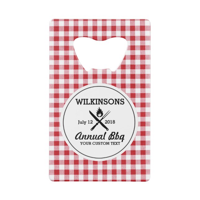 Summer GRILLEN Grill Cookout Wiedersehen Red Gingh Kreditkartenflaschenöffner (Vorderseite)