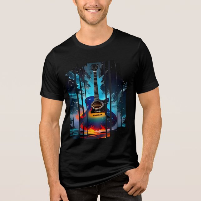 Summer Guitar Guitarist Shirt, Beachy Vibes Sunny  Tri-Blend Shirt (Vorderseite)