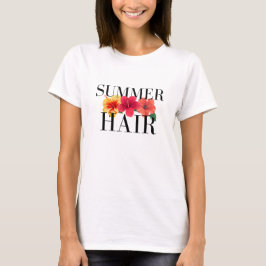 Summer Hair Hawaiian Flower Graphic Tee