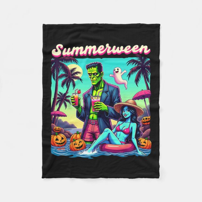 Summer Halloween Zombie Frankenstein Boo Ghost Fleecedecke (Vorderseite)