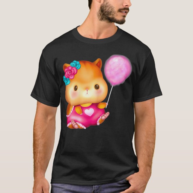 Summer Hamster und Pink Balloon Kostüm Niedlich T-Shirt (Vorderseite)