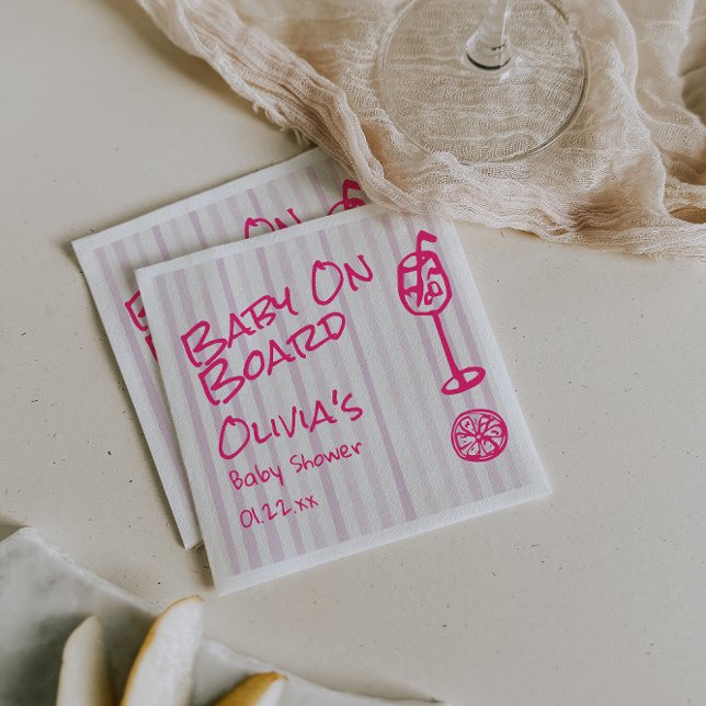 Summer Hand Drawing Pink Baby On Board Baby Dusche Serviette (Von Creator hochgeladen)