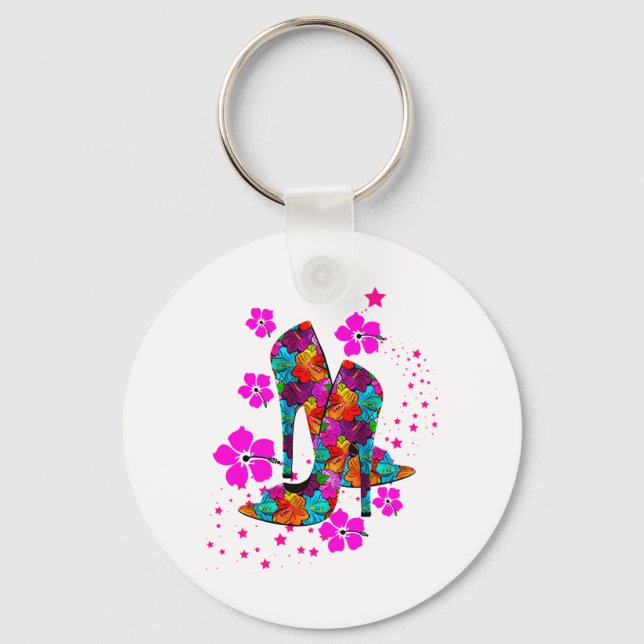 Summer High Heel Shoes Hot Pink Blume Schlüsselanhänger (Vorderseite)