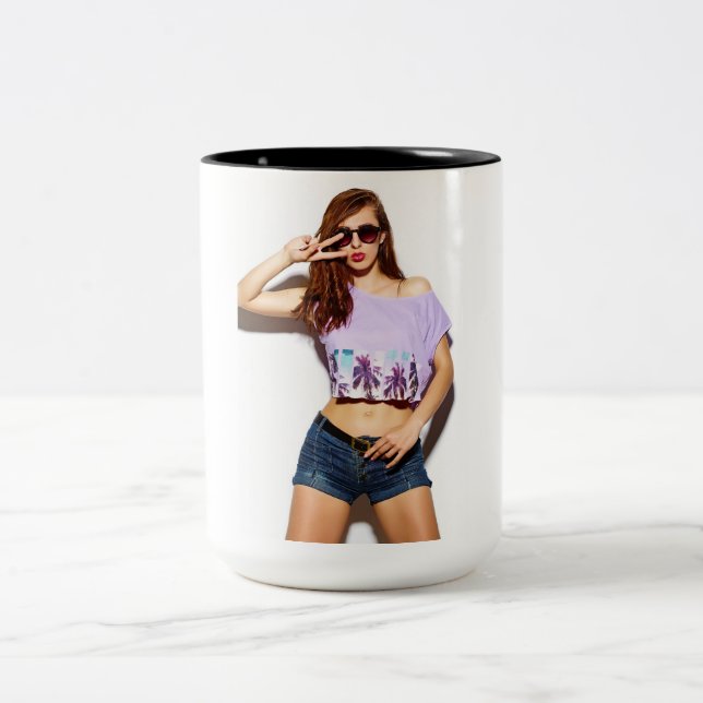 Summer Hipster Girl Coffee Tasse (Mittel)