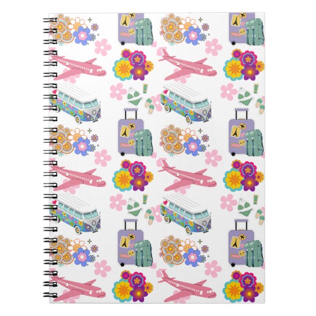 Summer Holiday Reisen Design Spiral Editor Notizblock (Vorderseite)