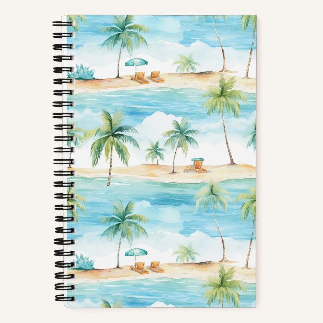 Summer Holidays Beach Palm Trees - Notizbuch (Vorderseite)