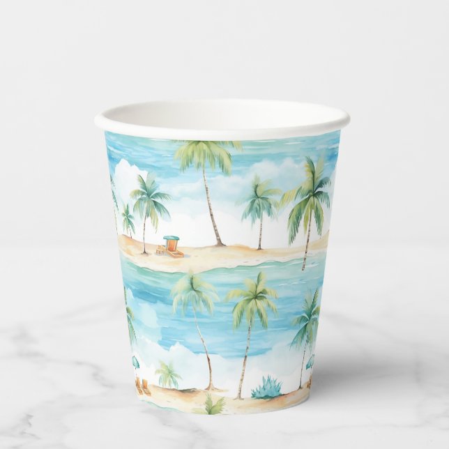 Summer Holidays Beach Palm Trees - Pappbecher (Vorderseite)