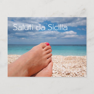 Summer holidays in Sicily text postcard Feiertagspostkarte