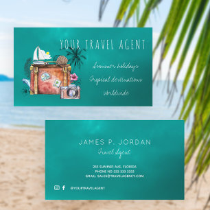 Summer holidays travel agent business cards visitenkarte