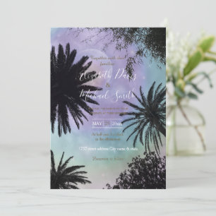 Summer Holographic Gradient Palm Trees Design Einladung