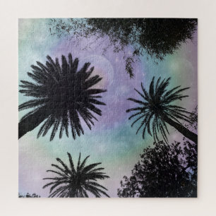 Summer Holographic Gradient Palm Trees Design Puzzle