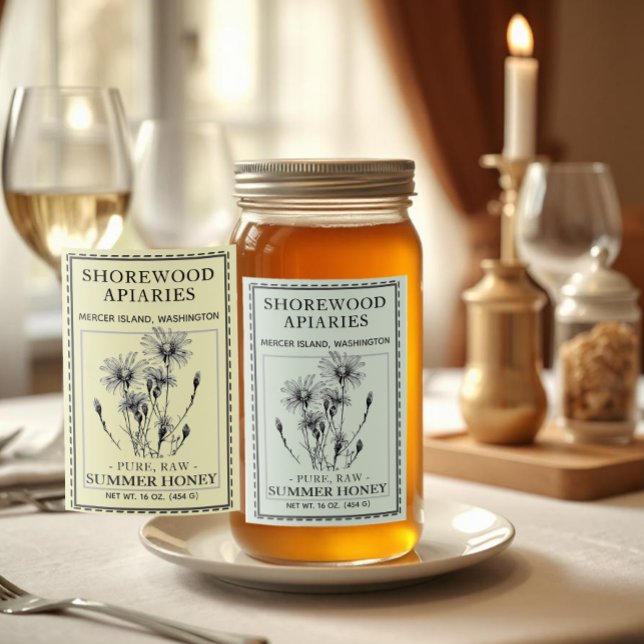 Summer Honey 2x3" Aster und Bienenstockfutter Lebensmitteletikett (Von Creator hochgeladen)