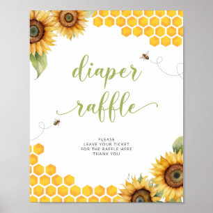 Summer Honey Bee Baby Dusche Windelwulst Raffle Po Poster