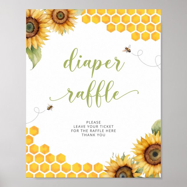 Summer Honey Bee Baby Dusche Windelwulst Raffle Po Poster (Vorne)