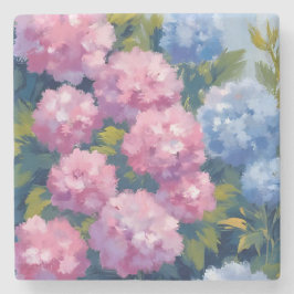 Summer Hydrangeas | Pink & Blue Coastal Flowers Steinuntersetzer