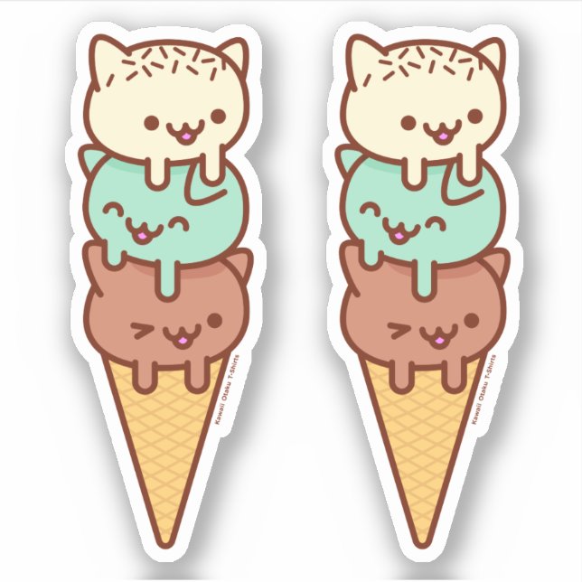 SUMMER ICE CREAM CONE Cat Stickers Aufkleber (Vorderseite)