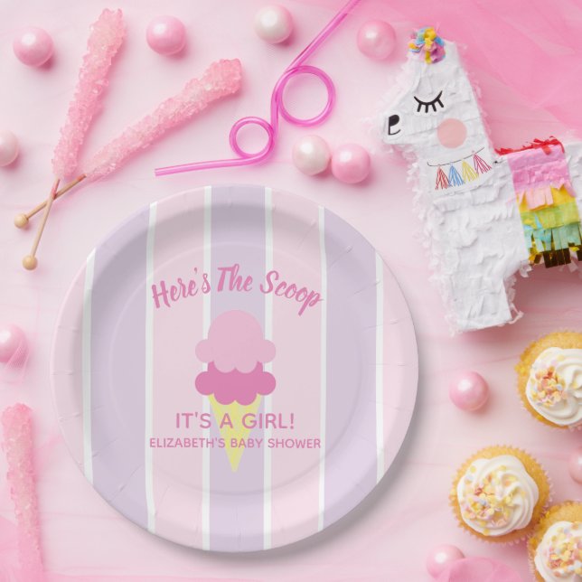 Summer Ice Cream Girl Baby Dusche Pappteller (Party)