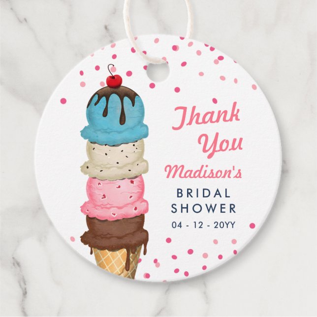 Summer Ice Cream Modernes Brautparty Vielen Dank Geschenkanhänger (Vorderseite)