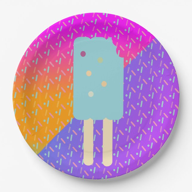 Summer Ice Cream Neon Sprinkles Party Muster Pappteller (Vorderseite)