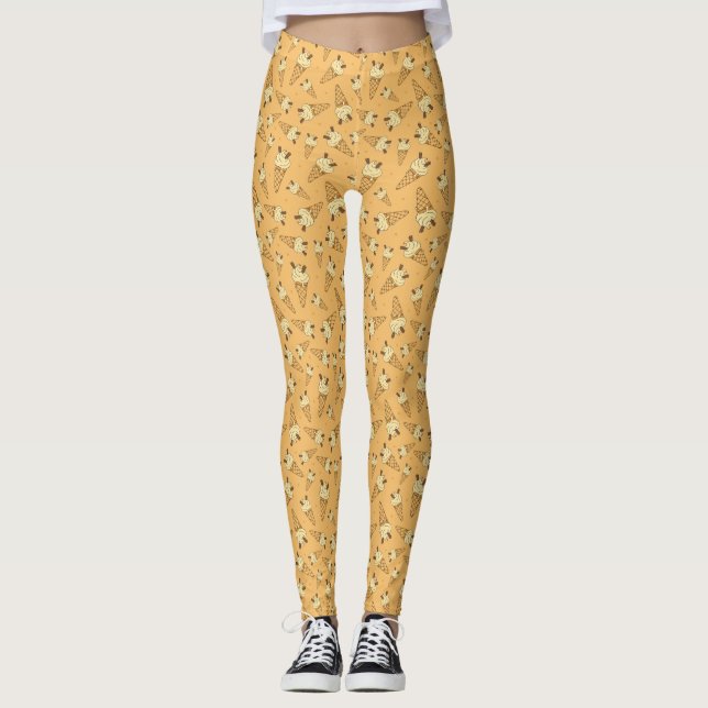 Summer Ice Creme Cone Muster auf Orange Leggings (Vorderseite)