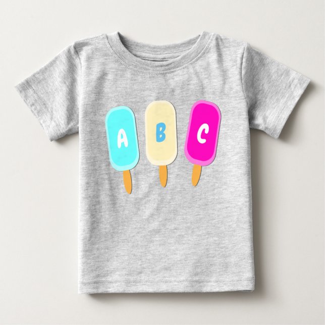 Summer Ice Creme Lollies Alphabet Baby T-shirt (Vorderseite)