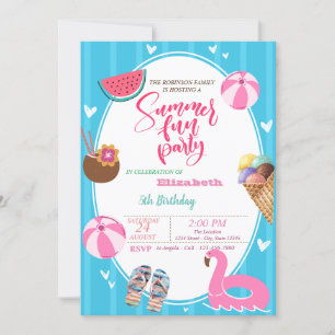 Summer Ice Creme Watermelon Pool Toys Geburtstag Einladung