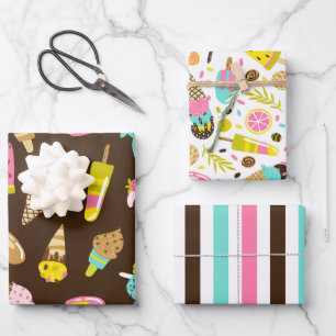 Summer Ice Creme Wrapping Paper Set 3 Geschenkpapier Set