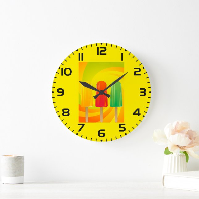 Summer Ice Pops Trio Bright Popsicles Große Wanduhr (Von Creator hochgeladen)