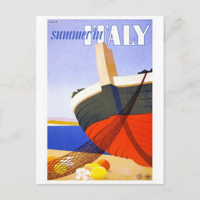 "Summer in Italy" Vintage Travel Poster Postkarte (Vorderseite)
