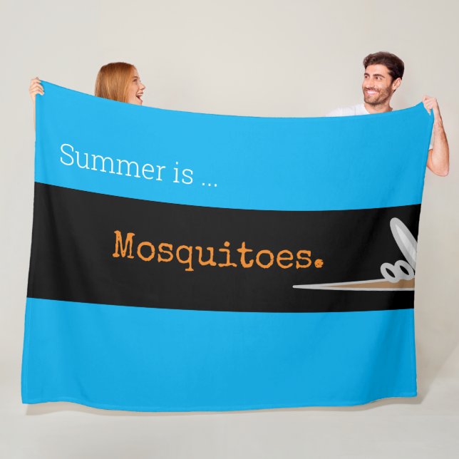 SUMMER IS MOSQUITOES Cute Drawing Azure Stripes Fleecedecke (Beispiel)