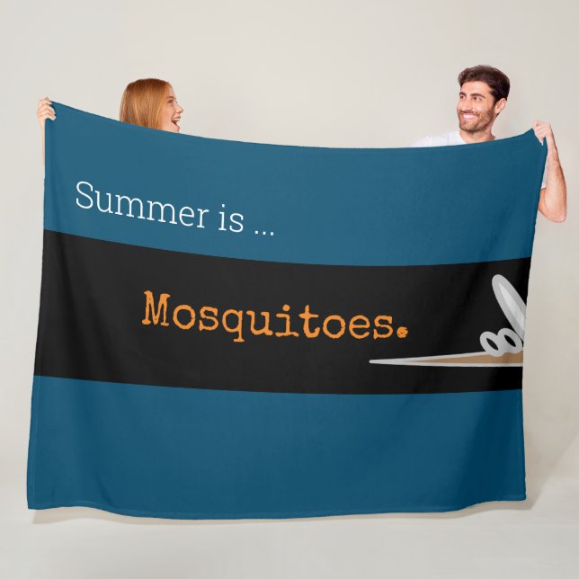 SUMMER IS MOSQUITOES Fun Drawing Teal Stripes Fleecedecke (Beispiel)