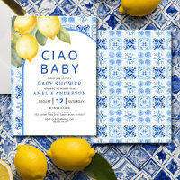 Summer Italian Blue Tiles Lemon Baby Dusche