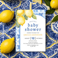 Summer Italian Blue Tiles Lemon Baby Dusche