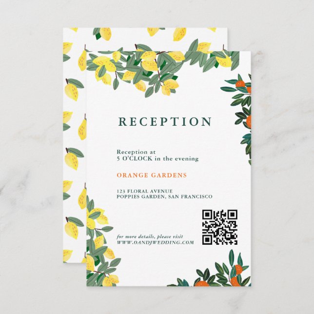 Summer Italy Lemon Fruit Wedding Begleitkarte (Vorne/Hinten)