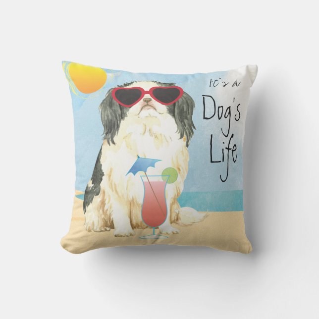 Summer Japanese Chin Outdoor Pillow Kissen (Vorderseite)