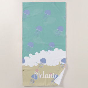 Summer Jellyfish Sand Name Beach Handtuch