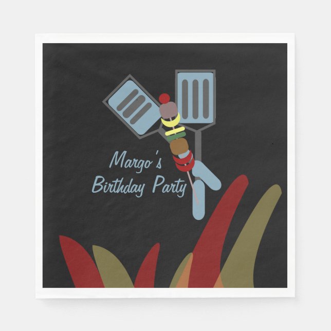 Summer Kabobs Cookout Park Geburtstag Serviette (Vorderseite)