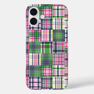 Summer Kariert Pink Madras Patchwork iPhone 16 Plus Hülle