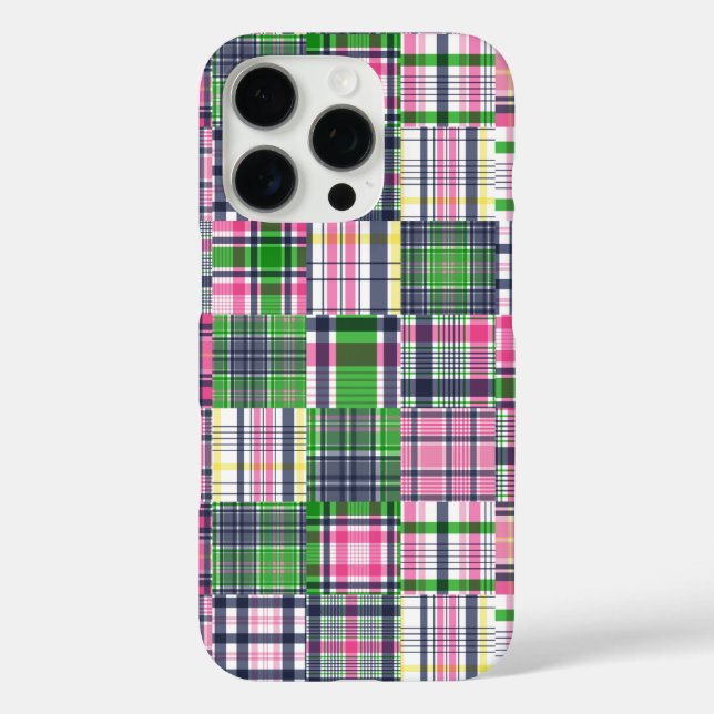 Summer Kariert Pink Madras Patchwork Case-Mate iPhone Hülle (Rückseite)