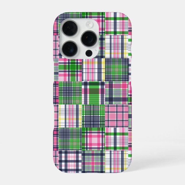 Summer Kariert Pink Madras Patchwork iPhone Hülle (Rückseite)