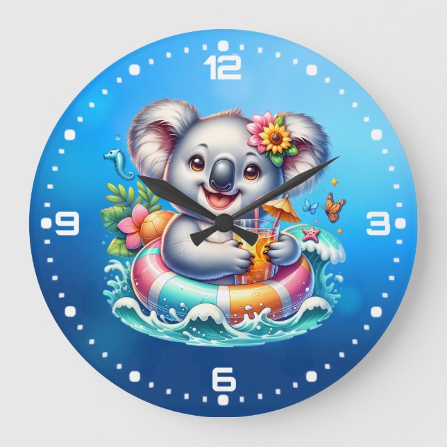 Summer Koala Sublimation Clipart-97702 Große Wanduhr (Vorderseite)