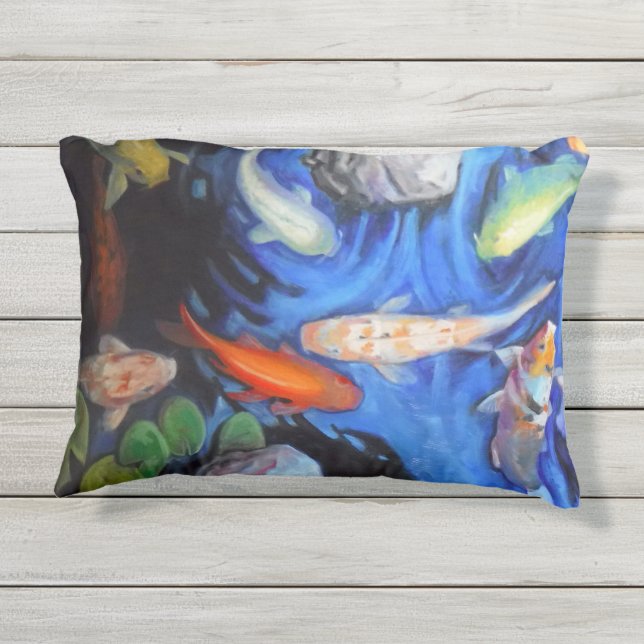 Summer Koi Outdoor Accent Pillow 16 Zoll x 12 Zoll Kissen Für Draußen (Rückseite)