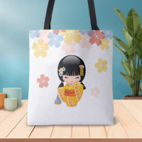 Summer Kokeshi Doll - Yellow Kimono Geisha Girl
