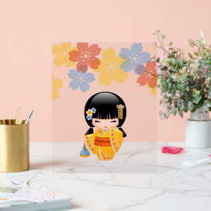 Summer Kokeshi Doll - Yellow Kimono Geisha Girl Acrylschild