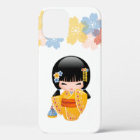 Summer Kokeshi Doll - Yellow Kimono Geisha Girl