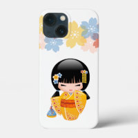 Summer Kokeshi Doll - Yellow Kimono Geisha Girl