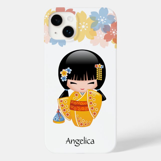 Summer Kokeshi Doll - Yellow Kimono Geisha Girl Case-Mate iPhone Hülle (Rückseite)