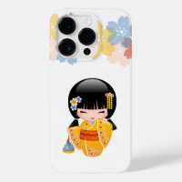 Summer Kokeshi Doll - Yellow Kimono Geisha Girl
