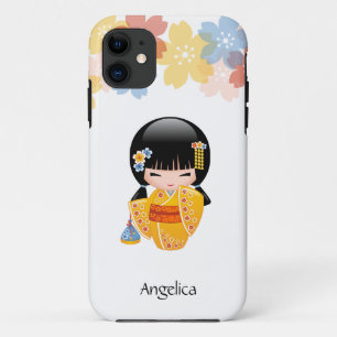 Summer Kokeshi Doll - Yellow Kimono Geisha Girl Case-Mate iPhone Hülle