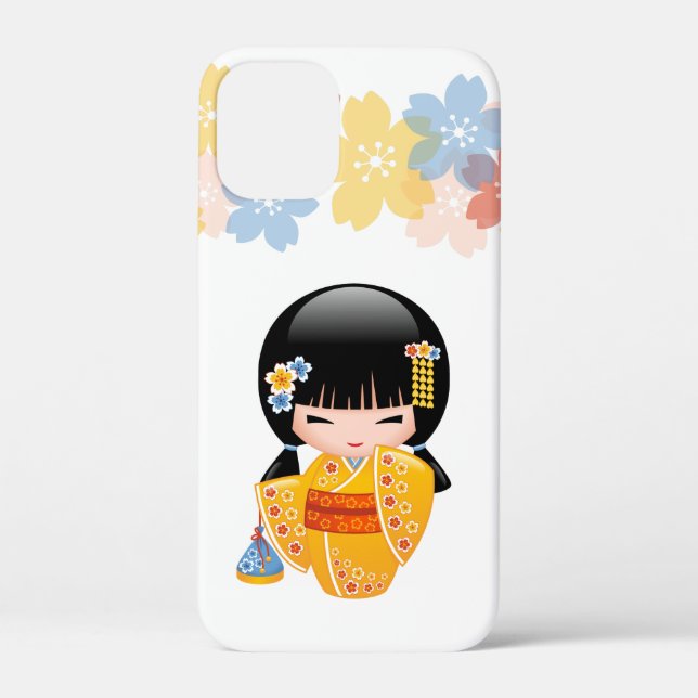 Summer Kokeshi Doll - Yellow Kimono Geisha Girl Case-Mate iPhone Hülle (Rückseite)